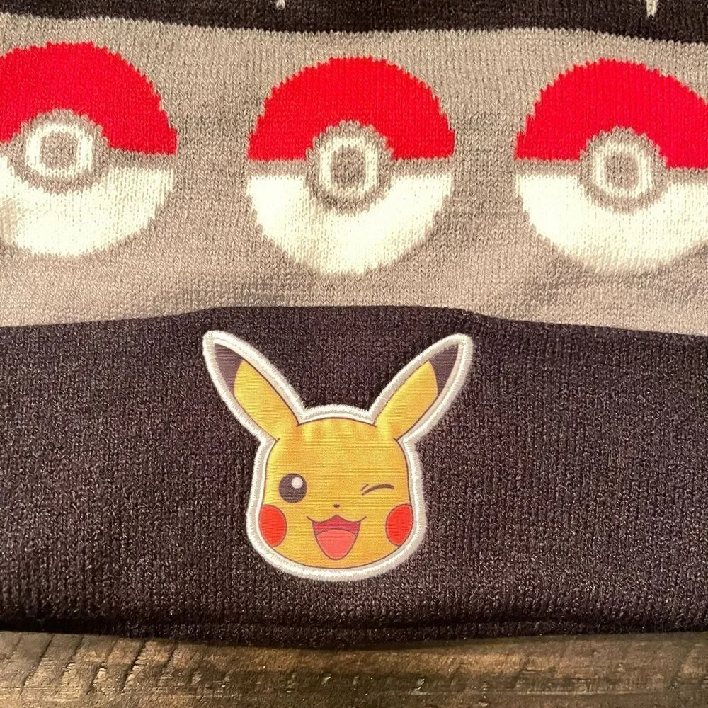 Pokémon Pikachu Beanie Winter Pom Pom Hat Youth L/XL